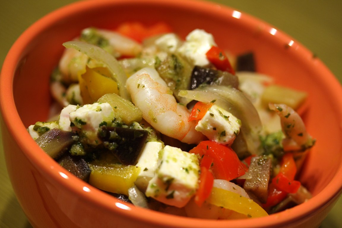 Recept: Csőben sült peperonata garnélarákkal